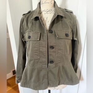 J. Crew Women’s Army Green Peplum Crop Jacket. Size: S.